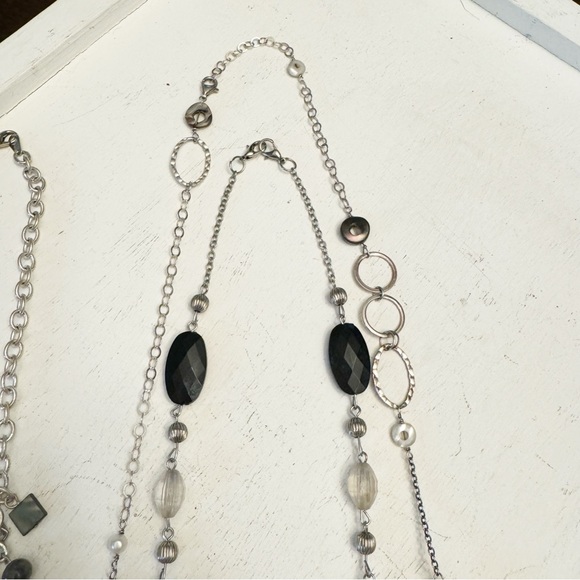Beautiful Set of 3 Glass Metal Stone Pendant and Plastic Beads Necklaces Vintage - Picture 4 of 13